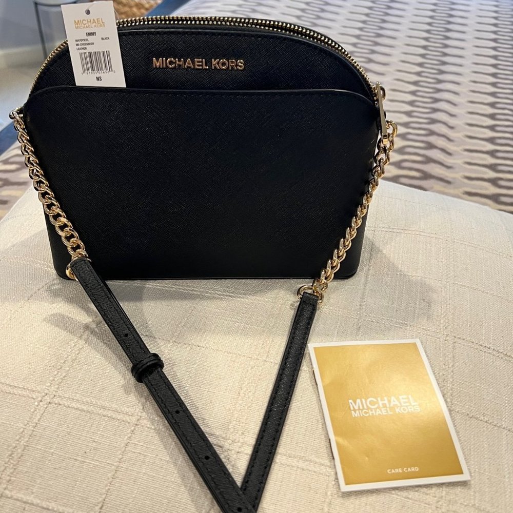 Michael Kors Emmy Md Crossbody Leather Black